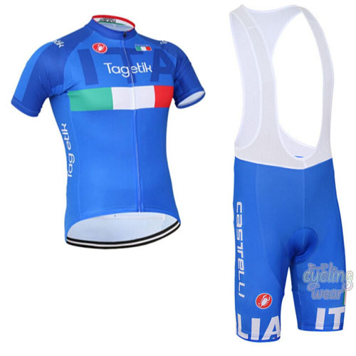 2013 Maillot Italia Tirantes Mangas Cortas azul